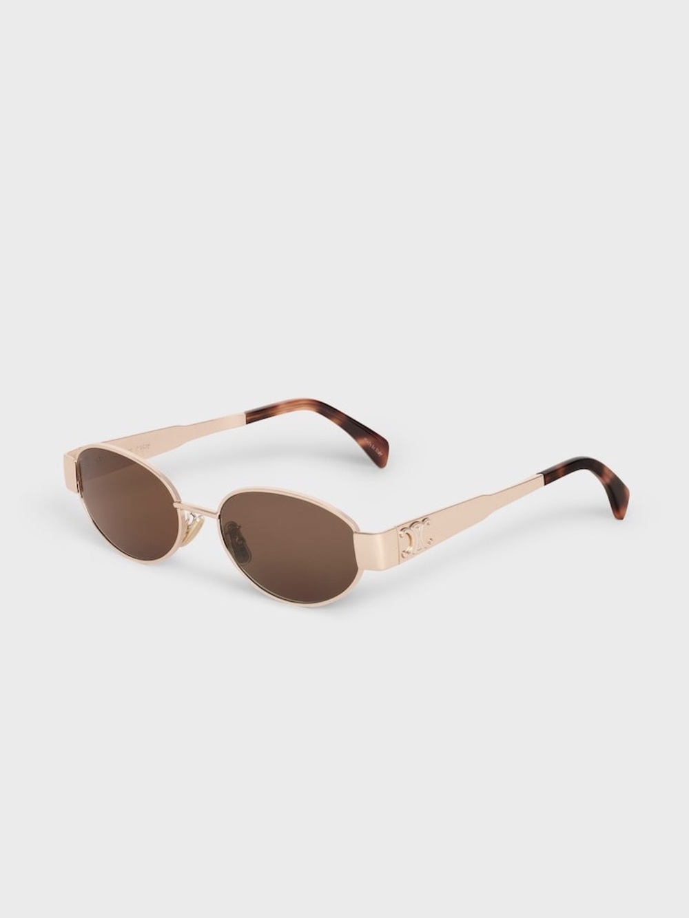 Celine Rose Gold Metal Oval Sunglasses with Brown Lenses